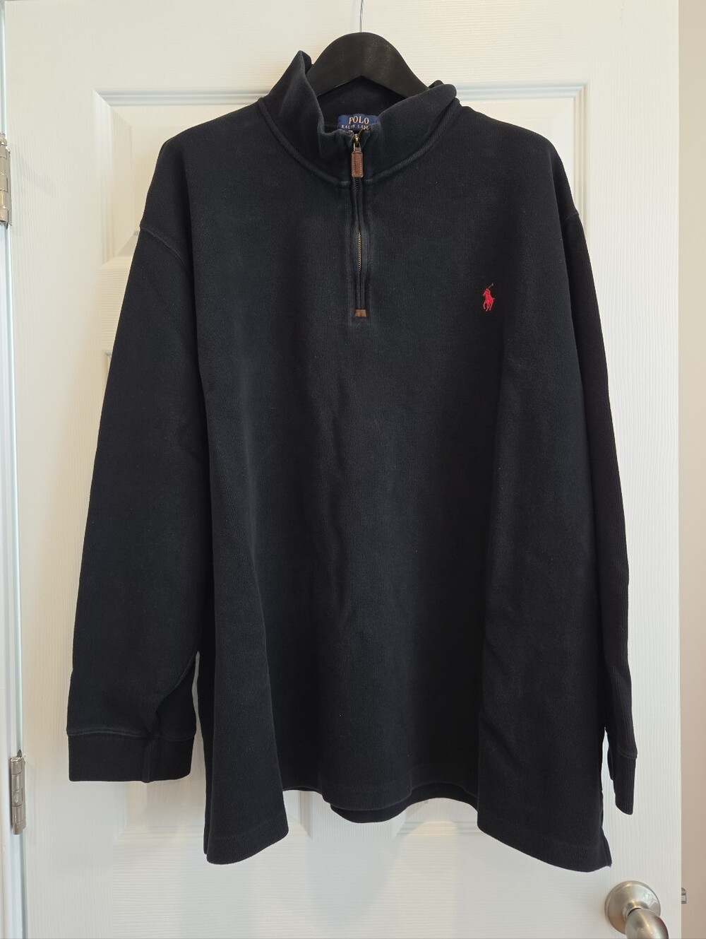 Ralph Lauren Men’s Black Half-Zip Sweater with Red Pony